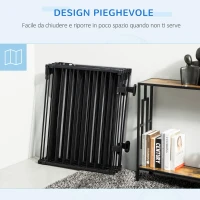 PawHut Cancelletto di Sicurezza per Cani Pieghevole a 8 Sezioni, Sistema di Blocco e Chiusura Automatica, Nero(m-6)