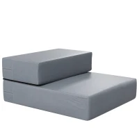 PawHut Escalera para Mascotas de 2 Peldaños 2 en 1 Cama de Perros Gatos Tapizada en PU Desenfundable y Lavable con Cremallera 45x39x20 cm Gris(m-1)