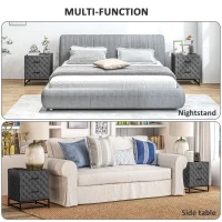 HOMCOM Bedside Tables Set of 2, Modern Bedside Table Nightstand with 2 Drawers, Bedside Cabinet Sofa Side Table with Storage, Steel Legs for Bedroom, Living Room, Grey(m-7)