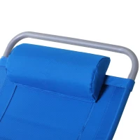Outsunny Folding Camping Chair, Patio Armchair, 3-Position Adjustable Recliner Reclining Seat with Pillow for Outdoor Garden - Blue(m-8)