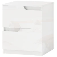 HOMCOM Comodino Moderno in Legno con 2 Cassetti e Design Lucido, 40x40x48 cm, Bianco(m-10)
