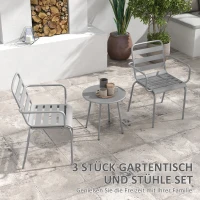Outsunny 3teiliges Bistro-Set Balkonbistro-Set 2er-Bistroset, klappbar, modernes Desing, 51 x 58 x 78 cm, Hellgrau(m-5)
