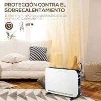 HOMCOM Calefactor Eléctrico 1830-2180W con 3 Modos Pantalla Táctil LED Termostato Regulable Temporizador para 12-18 ㎡ Blanco(m-4)