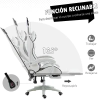 Vinsetto Silla Gaming Profesional de Cuero PU con Altura Ajustable Inclinable 135° Reposacabezas 65x63x136-142 cm Negro y Blanco(m-6)