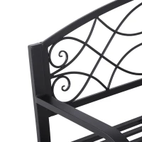 Outsunny Banc de Jardin 3 Places Style néo-rétro Fer forgé Motif Fleurs de lys dim. 129L x 50l x 91H cm métal époxy Noir(m-8)