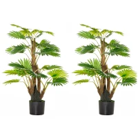 HOMCOM 2 Pack Artificial Plant Palm Tree in Pot, Fake Plants for Home Indoor Outdoor Decor, 135cm, Green(m-1)