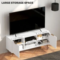 HOMCOM Modern TV Stand Cabinet for TVs up to 55", TV Unit with 2 Open Shelves and 2 Cabinets, Entertainment Centre with Cable Management for Living Room, White(m-5)