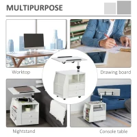 HOMCOM Functional Swivel Bedside Table End Table Side Table for Living Room Nightstand for Bedroom(m-7)