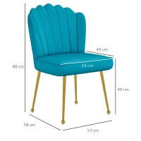HOMCOM Velvet-Feel Shell Accent Chair - Blue(m-3)
