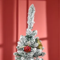 HOMCOM Künstlicher Weihnachtsbaum, 210 cm, beschneite PVC-Zweige, klappbar, Metallständer, Grün/Weiß(m-8)