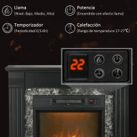 HOMCOM Chimenea Eléctrica 1800W Chimenea Decorativa con Efecto de Llama Mando a Distancia Temporizador 80x21,6x67,8cm Negro(m-5)