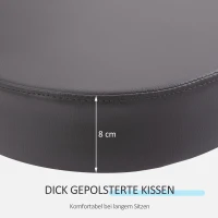 HOMCOM Salonhocker, höhenverstellbar, ergonomisch, 360° drehbar, 5 Rollen, synthetischer Bezug, Grau(m-5)