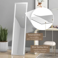 HOMCOM Full Length Dressing Mirror, LED Lighted Wall Mirror for Bedroom, Adjustable Brightness and 3 Colours, White(m-8)