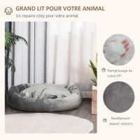 PawHut Lit pour chien chat panier pour chien orthopédique panier dodo donut chien rembourrage coton PP housse lavable déhoussable dim. 81,5L x 58l x 18H cm gris(m-4)
