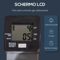 HOMCOM Stepper Fitness con Maniglia e Bande Elastiche, Stepper con Monitor LCD per Allenamento a Casa e Palestra, Argento(m-4)