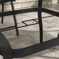 Outsunny Four-Seater Steel Garden Table, with Parasol Hole - Grey/Black(m-8)