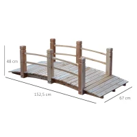 Outsunny Pont de Jardin - Pont de Bassin - passerelle en Bois avec Balustrade - Décoration du Jardin dim. 152,5L x 67l x 48H cm - Bois de Sapin(m-3)