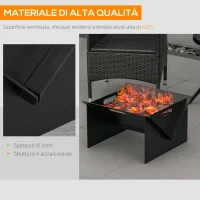 Outsunny Braciere da Giardino in Acciaio Quadrato con Maniglie, 50x45x30cm, Nero(m-5)