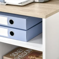 HOMCOM Multi-Storage Printer Stand Unit Office Desk Side Mobile Storage w/ Wheels Modern Style 60L x 50W x 65.5H cm - Oak(m-7)