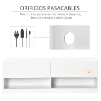 HOMCOM Mueble de TV de Pared con luces LED y Mando a Distancia Mueble Colgante en Blanco de Alto Brillo para Salón Dormitorio Carga 30 kg 120x35x40,5 cm(m-5)