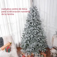 HOMCOM Árbol de Navidad Artificial Nevado 210 cm con 1021 Ramas y Soporte de Metal Árbol Navideño Nevado para Interior Verde(m-4)