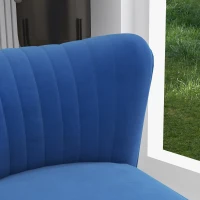 HOMCOM Set of 2 Accent Chairs, Upholstered Living Room Chairs with Gold Tone Steel Legs, Wingback Armless Chairs, Dark Blue(m-8)