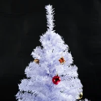 HOMCOM Árbol de Navidad Artificial 150 cm con 680 Ramas de PVC 48 Decoraciones Incluidas Ø85x150 Blanco(m-5)