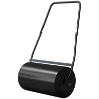 Outsunny Rouleau à gazon jardin en acier avec poignée dim. 57L x 32l x 105H cm lestage max. 46 L noir(m-8)
