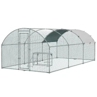 PawHut Walk In Chicken Run with Chicken Activity Shelf and Cover, 2.8 x 5.7 x 2m(m-11)