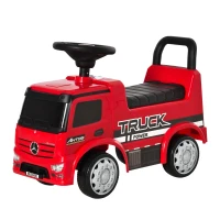 HOMCOM Rutscherfahrzeug Rutscherauto Babyrutscher Kinderfahrzeug lizenziert von Mercedes ANTOS-LKW-Stil mit Licht für Kinder von 12 bis 36 Monaten Metall PP-Kunststoff Rot+Schwarz 62,5x28,5x45cm(m-10)