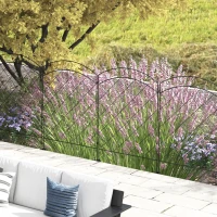 Outsunny Decorative Garden Fencing, 43in x 11.4ft Outdoor Picket Fence Panels, 8PCs Rustproof Steel Wire Landscape Flower Bed Border Edging Animal Barrier, Black(m-2)