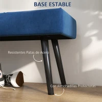 HOMCOM Taburete Pie de Cama Multifuncional con Pies de Acero y Asiento Acolchado para Entrada Pasillo 100x36x45 cm Azul Oscuro(m-5)