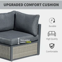 Outsunny 6 Pieces Patio Wicker Corner Sofa Set, Outdoor PE Rattan Sectional Conversation Aluminum Frame Furniture Set w/ Padded Cushion & Coffee Table, Grey(m-6)