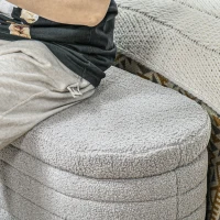 HOMCOM Panca Fondo Letto in Tessuto Teddy con Vano Contenitore, 116x41x40.5cm, Grigio Chiaro(m-8)