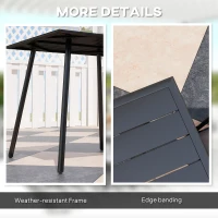 Outsunny Square Garden Table with Slat Top, Steel Frame, Outdoor Table for 4 Person, 80 x 80 x 74 cm, Black(m-6)