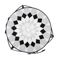 Outsunny Blumenständer 3er Set Pflanzenständer Set Blumenhocker Blumentopfhalter Pflanzenhocker für Blumentopf Keramikfliesen Metall Schwarz+Weiß(m-9)