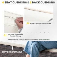 Outsunny 3 Pieces Outdoor PE Rattan Corner Sofa Set with Thick Cushions, Patio Rattan Garden Furniture with Glass Top Coffee Table and Footstool, Brown(m-7)