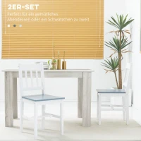 HOMCOM 2er-Set Esszimmerstühle Küchenstühle Stühle, Massivholz, 41 cm x 46,5 cm x 85,5 cm, Weiß(m-4)