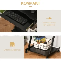 HOMCOM Schreibtisch Computertisch kompakt mit Tastaturablage 60 x 48 x 73cm Schwarz(m-5)