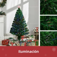 HOMCOM Árbol de Navidad 120cm Artificial Árboles de Abeto con Soporte Fibra Óptica Brillante LED Multicolor Ignífugo(m-4)