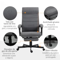 Vinsetto Silla de Oficina Reclinable con Altura Ajustable Reposabrazos y Reposapiés Retráctil 68x67x106-114 cm Gris(m-7)