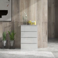 HOMCOM High Gloss Chest of Drawers, 4-Drawer Storage Cabinets, Modern Dresser for Bedroom, White(m-7)