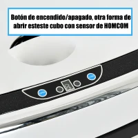 HOMCOM Papelera de Cocina 68L con Sensor de Infrarroja de Apertura Automática y Contacto Manual 40,5x29,5x78 cm Plata(m-5)