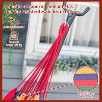 Outsunny Hamaca con Soporte de Acero con Altura Ajustable en 6 Niveles y Bolsa de Transporte Carga 120 kg 200x150 cm Multicolor(m-5)