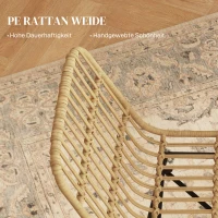 HOMCOM Esszimmerstuhl Küchenstuhl Stuhl, Boho-Stil, 45 cm x 57 cm x 83 cm, Natur + Schwarz(m-5)