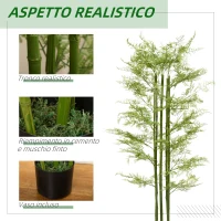 Outsunny Pianta Artificiale in Vaso da 155cm, Pianta Finta in Plastica per Interni ed Esterni, Verde(m-5)