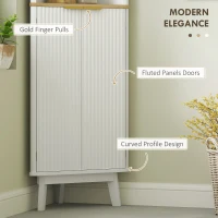 HOMCOM Tall Bathroom Storage Cabinet, Slim Bathroom Storage Unit with Doors and Adjustable Shelves, Freestanding Bathroom Cabinet with Curved Profile Design, White(m-4)
