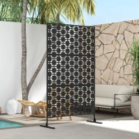 Outsunny Metal Decorative Privacy Screen Outdoor Divider, Black Grid(m-7)