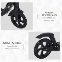 HOMCOM Scooter Kickscooter Roller Tretroller mit  200 mm rutschfesten Vollgummireifen für Erwachsene Kinder Teenager ab 14 Jahren höhenverstellbar faltbar Schwarz 93,5 x 38 x 95-105 cm(m-5)