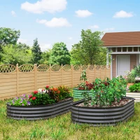 Outsunny Set of Two 181 x 93cm Steel Planters - Dark Grey(m-2)